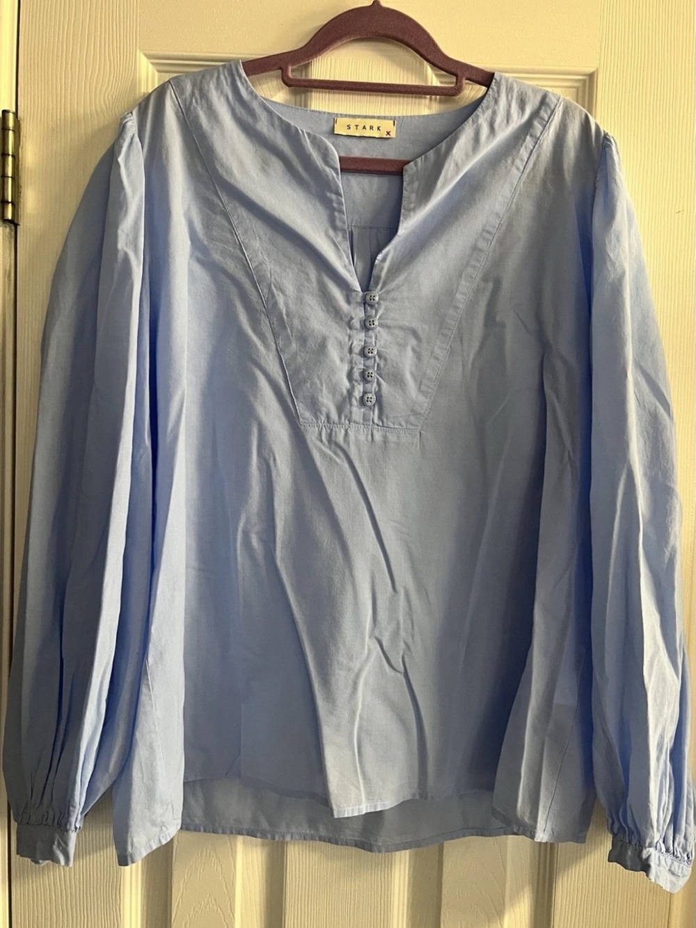 Stark X Light Blue Long-Sleeve Button-Front Blouse Size L